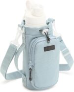 Nylon Sports Water Bottle Holder with Shoulder Strap - Durable Insulated Bottle Carrier for 32oz Bottles - Ideal for Hiking and Sports with Multifunctional Front Pocket (Blue) - Image 4