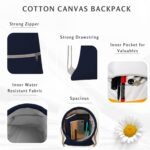 Lify Cotton Canvas Drawstring Backpack with Zippered Pockets – Gym, Travel & Outdoor Cinch Sack for Men, Women & Kids (1 Piece) - Image 4
