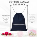 Lify Cotton Canvas Drawstring Backpack with Zippered Pockets – Gym, Travel & Outdoor Cinch Sack for Men, Women & Kids (1 Piece) - Image 5