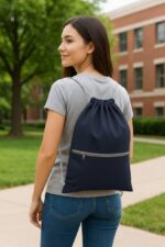 Lify Cotton Canvas Drawstring Backpack with Zippered Pockets – Gym, Travel & Outdoor Cinch Sack for Men, Women & Kids (1 Piece) - Image 7