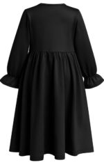 Girls Islamic Abaya Set with Hijab, Navy Blue, Traditional Muslim Prayer Dress, Long Sleeve Full Length Modest Clothing (black, 4-5 year) - Image 4