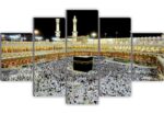 SAF Set of 5 Islamic Haz Makka madina Religious modern art Home decorative Large Panel Painting 18 Inch x 30 inch SANFPNLS32286,multicolor - Image 3