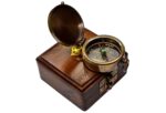 Antique Brass Pocket Compass with Wooden Box - Image 5