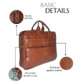 Leather Messenger Bag for man & women – 15.6 Inch Laptop Bag For Office Use & Travel Handbag with Adjustable Strap, Multi-pocket for Mobile, Documents & Tab, Waterproof & Durable - Image 3