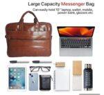 Leather Messenger Bag for man & women – 15.6 Inch Laptop Bag For Office Use & Travel Handbag with Adjustable Strap, Multi-pocket for Mobile, Documents & Tab, Waterproof & Durable - Image 4
