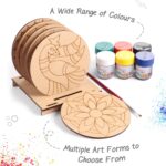 Intelliskills 3-in-1 Premium Tea Coaster Painting Kit for Kids–DIY Mandala, Madhubani&Pichwai Art–Non-Toxic, DIY Art&Craft Kit with Brush&Stand for 3+ Years, Painting Kit for Girls&Boys, Birthday Gift - Image 5