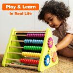 Shumee 5‑in‑1 Wooden STEM Activity Triangle for Kids | Learning Toy with Abacus, Alphabet, Numbers & Clock | Educational Montessori Toy | Gift for Toddlers | Abacus and Gear Cube | Toys for Babies - Image 7