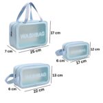 KUKLAR Wash Bag Pouch for Travel Kit Toiletry Bag Cosmetic Bag Make Up Box for Brushes Accessories with Handle Large Capacity Translucent Waterproof Travel Storage Organizer Set of 3 (Sky Blue) - Image 3