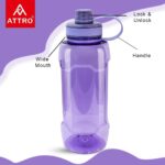 Attro Gymtron 2000ml Water Bottle with Easy to Carry Grip Handle BPA Free Food Grade Leak Proof Ideal for Gym Workout, School, Office & Outdoor - Purple - Image 3
