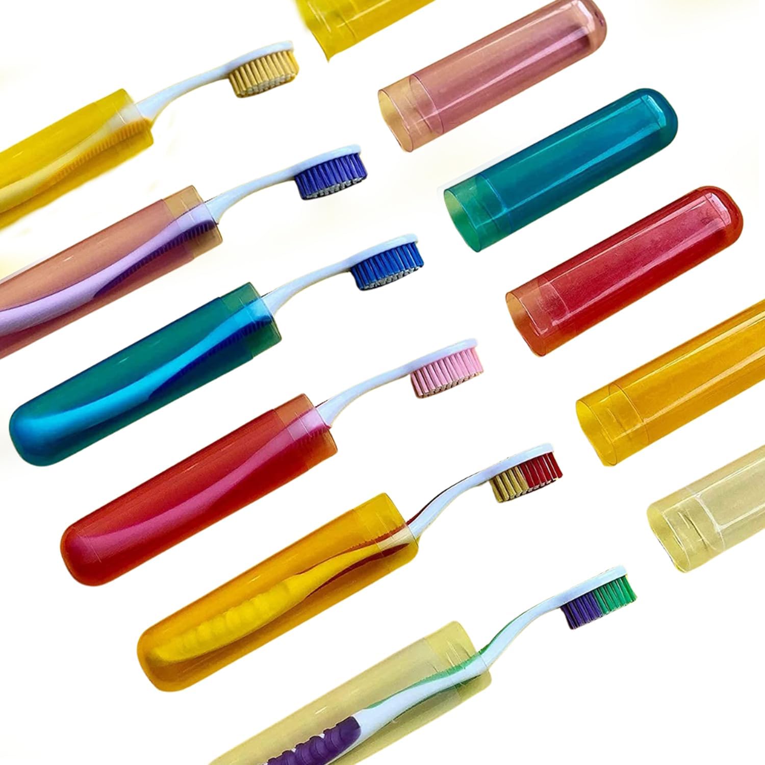 Oblivion Toothbrush Holder 4 Pc - Plastic Anti-Bacterial Travel Protectors for Oral Care - Portable Brush Holder for Bathroom Wall, Trip & Travel - Multicolor Toothbrush Case Box & Cover Container Set - Image 9