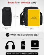 Destinio Padded Sling Bag for Men & Women | Side Shoulder Pouch | Crossbody Bag for Travel Use | Organizer for Mobile, Passport & Cash | Water Resistant Zipper, Internal Key Holder, Anti-Theft - Image 5