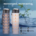 Clazkit Plastic Unbreakable Water Bottle With Motivational Time Marker, Sipper Bottle For Adults, Water Bottle For Gym Office|Water Bottle For Kids/Boys/Girls -Black 1 Ltr 1 Pc - Image 3