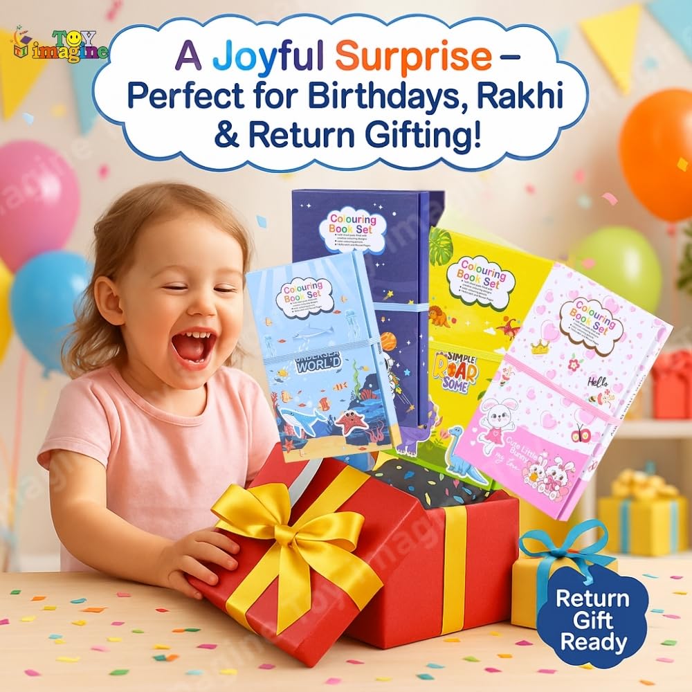 Toy Imagine Coloring Book Set for Kids – Art & Craft Kit with Coloring Sheets, Pencils & Scratcher | Creative Drawing & Activity Gift for Boys & Girls | Pack of 1 (Color May Vary) - Image 7