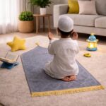 HADIYAH Kids Dome Design Premium Janamaz | Prayer Mat with Name Customisation Option | Soft Velvet Prayer Rug | Grey - Image 4