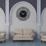 Islamic Wall Clock 30cm x 30cm – Black Acrylic & Wooden Arabic Calligraphy Designer Wall Clock for Living Room, Bedroom & Prayer Room Décor - Image 3