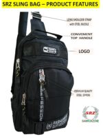 SRZ Travel Accessories | Essential Travel Bags (Wheeled/Backpack/Crossbody), Travel Pouch, Weighing Scale, Air Pillow, Shopping Bag (Sling_VIBRA_BLK) - Image 4