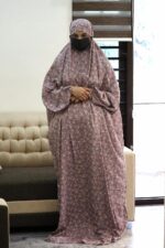 SAWB Islamic Prayer Dress for Women- Free Size, Muslim Dress with Hijab, Jilbab/Niskarakuppayam/Namaz Khimar/Prayer Clothes Niqab Khimar, Islamic Premium Prayer Clothes, Terry Rosa Floral Detailing - Image 3