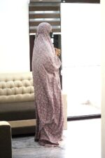 SAWB Islamic Prayer Dress for Women- Free Size, Muslim Dress with Hijab, Jilbab/Niskarakuppayam/Namaz Khimar/Prayer Clothes Niqab Khimar, Islamic Premium Prayer Clothes, Terry Rosa Floral Detailing - Image 5