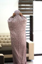 SAWB Islamic Prayer Dress for Women- Free Size, Muslim Dress with Hijab, Jilbab/Niskarakuppayam/Namaz Khimar/Prayer Clothes Niqab Khimar, Islamic Premium Prayer Clothes, Terry Rosa Floral Detailing - Image 8