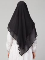 NAZNEEN Women's Two Layer Solid Plain Hijab cum Naqab | Ready to Wear Triangle Shape | Tie at Back Style | Islamic Wear for Daily Use | Modest Ethnic & Fusion Wear for Women - Image 6