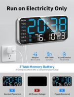 9-Inch Digital Alarm Wall Clock, Table Clock, Large LED Display, Adjustable Brightness,12/24 Hour Format, Dual Alarms,Date&Temperature Display,for Home, Office, Bedroom, Living Room, Home Decor - Image 4