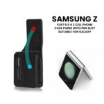 TDG Flip Phone Belt Pouch for Samsung Galaxy Z Flip 7/6 / 5/4 | PU Leather Mobile Holster with Rotating Belt Clip, Pen Holder & Magnetic Closure | Waist Phone Case for Men (Black) - Image 3
