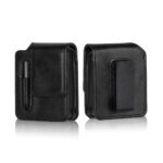 TDG Flip Phone Belt Pouch for Samsung Galaxy Z Flip 7/6 / 5/4 | PU Leather Mobile Holster with Rotating Belt Clip, Pen Holder & Magnetic Closure | Waist Phone Case for Men (Black) - Image 7