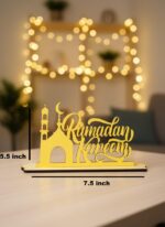 Ramadan Mubarak 3D Wooden Showpiece Table Decor, Islamic Festival Ornament, Eid Al-Fitr Holiday Decoration Items for Home, living room - Eid mubarak decoration items (RKM-41) - Image 4