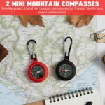 Proberos® 2 Pcs Compass with Carabiner for Outdoor Activities, Reliable Outdoor Adventure Gear for Backpacks, Hiking, Camping, Trekking Pocket Compass, Mountaineering Equipment Accessory Set - Image 4