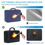 ENGPOW 5200℉ Fireproof File Organizer Bag with 13 Pocket Accordion File Folder,Document Organizer Box with Lock&Labels,Multi-Layer Portable Home Travel Safe Storage Box for Important Documents,Blue - Image 3