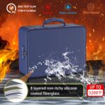 ENGPOW 5200℉ Fireproof File Organizer Bag with 13 Pocket Accordion File Folder,Document Organizer Box with Lock&Labels,Multi-Layer Portable Home Travel Safe Storage Box for Important Documents,Blue - Image 4