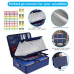 ENGPOW 5200℉ Fireproof File Organizer Bag with 13 Pocket Accordion File Folder,Document Organizer Box with Lock&Labels,Multi-Layer Portable Home Travel Safe Storage Box for Important Documents,Blue - Image 6