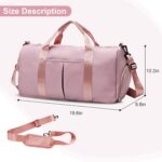 ZGWJ Travel Duffed Tote Bag, Waterproof Shoulder Weekender Bag for Women and Men Swim Sports Travel Gym Bag，Fold-able and Expandable Bag Lightweight and Easy Carry on, G-Pink - Image 3