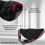 F Gear Lattitude Unisex |Waist Bag|Waist Pouch|Crossbody|Fannypack|Chest Bag for Cycling Outdoor Hiking Travel Running Jogging|Multi-Pockets|Belt Pouch|Bum Bag|Zip Pouch for Men Women Boys (Black Red) - Image 6
