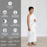Premium 100% Cotton Ihram for Kids (Ages 4–8 Years) – 30×60 Inch|Plain Weave, Densely Woven, Opaque | Ehram, Ahram for Hajj & Umrah - Image 3