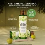 Just Herbs 8 in 1 Root Nourishing Amla Neem Hair Fall Control Shampoo For Men & Women - Suitable For Oily Hair Scalp, Sulphate & Paraben Free 200 ml - Image 3