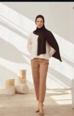 Premium Jersey Hijab Scarf, Soft Cotton Blend, Dark coffee Brown - Image 4