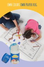 ihvan online, Kids Prayer Mat, Washable Painted Prayer Rug for Kids, Colourful Marker, Muslim Prayer Mala Beads, Soft Salah Travel Mat Carpet, Perfect Islamic Gifts for Kids, Blue - Image 4