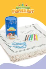 ihvan online, Kids Prayer Mat, Washable Painted Prayer Rug for Kids, Colourful Marker, Muslim Prayer Mala Beads, Soft Salah Travel Mat Carpet, Perfect Islamic Gifts for Kids, Blue - Image 5