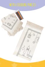 ihvan online, Kids Prayer Mat, Washable Painted Prayer Rug for Kids, Colourful Marker, Muslim Prayer Mala Beads, Soft Salah Travel Mat Carpet, Perfect Islamic Gifts for Kids, Blue - Image 8