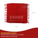 Gellon Traditional Cotton Prayer Mat for Puja, Red Asan for Prayer, Sitting, Meditation, Small Carpet Mat Rug for Floor in 24 x24 Inch in Red Color - Image 3