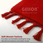 Gellon Traditional Cotton Prayer Mat for Puja, Red Asan for Prayer, Sitting, Meditation, Small Carpet Mat Rug for Floor in 24 x24 Inch in Red Color - Image 4