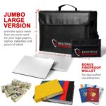 ROLOWAY Large Fireproof Bag, Fireproof Document Bags, Fireproof Money Bag, Water Resistant Fireproof Safe Bag - Image 3