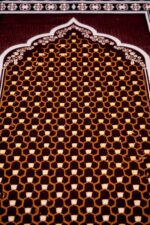 Janamaz Prayer Mat Turkey Soft Velvet | Namaz Mat, Janimaz Namaz Aasan, Islamic Prayer Rug for Salah | 44x27 Inch, Maroon - Image 3