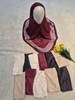 Malayasain hijabs with Floral Border Islamic Prayer Scarf, Elegant Pattern for girls size -9 TO 12 years - Image 5