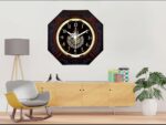 Islamic Calligraphy Wall Clock – Elegant Octagonal Frame with Arabic Art & Golden Accents - Image 4