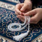 FAF Crystal Tasbeeh Manual Counter – 99 Islamic Prayer Beads | Tasbih for Muslims, Dhikr/Misbahah/Zikr Beads | Crystal Tasbeeh Mala for Men & Women, Ramadan & Eid Islamic Gift (in white) - Image 4