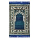 Muslim Islamic Prayer Mat/Janamaz Mat, Chenille Look, Soft, Foldable (Blue, Chenille, 4x2 FeetBlue) - Image 3