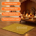 Gellon Traditional Cotton Prayer Mat for Puja, Yellow Asan for Prayer, Sitting, Meditation, Small Carpet Mat Rug for Floor in 24 x24 Inch in Yellow Color - Image 4