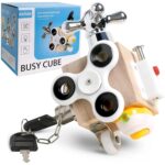 Busy Cube for Kids Montessori Toy Sensory Busy Board Travel Toy for Toddlers (White) - Image 4